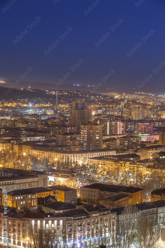 beautiful night shot of Yerevan - obrazy, fototapety, plakaty 