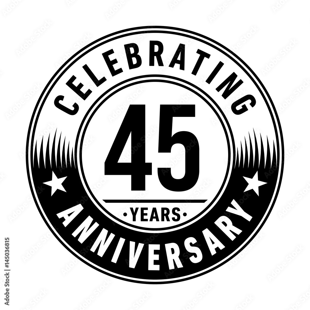 45 years anniversary logo template. Vector and illustration.
