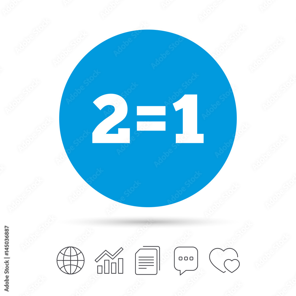 Two for one sign icon. Take two pay for one. Two for one sign icon. Take two pay for one.