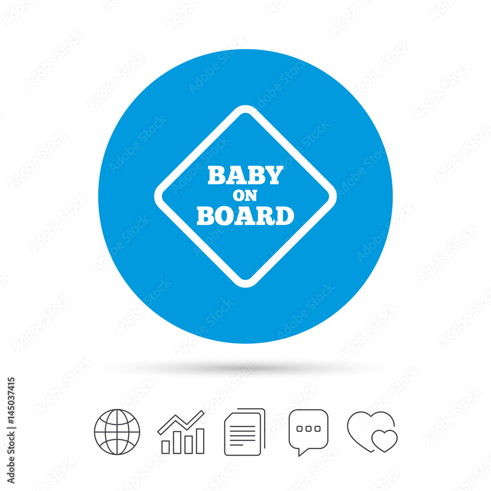 Baby on board sign icon. Infant caution symbol. Baby on board sign icon. Infant caution symbol.