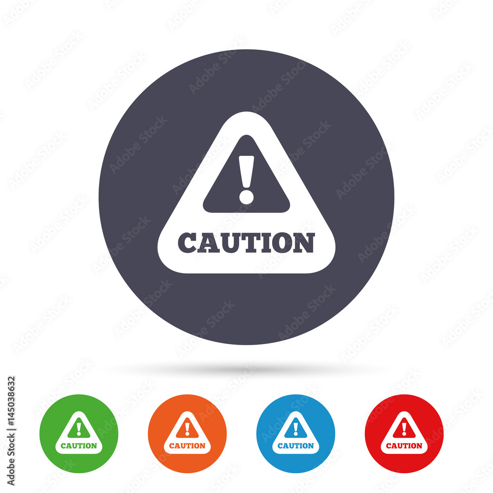 Attention caution sign icon. Exclamation mark. Attention caution sign icon. Exclamation mark.