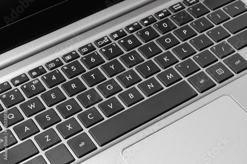 Black keyboard laptop closeup