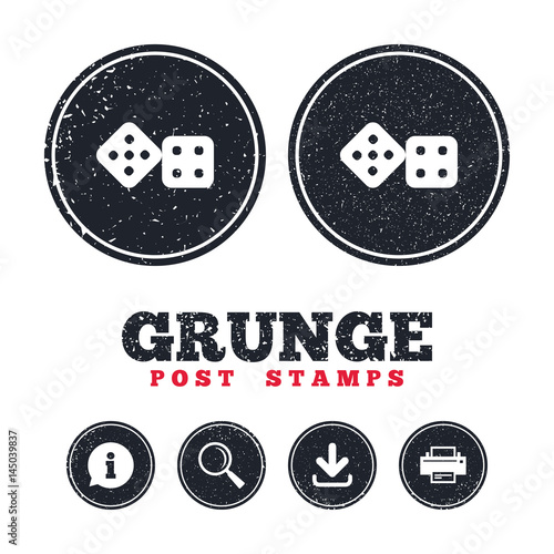 Dices sign icon. Casino game symbol.