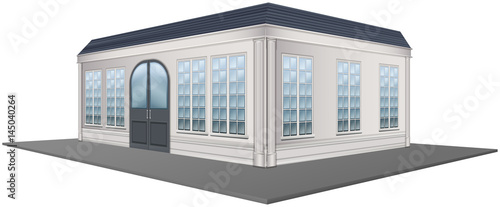3D design for building with gray roof