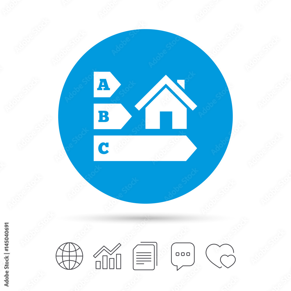 Energy efficiency icon. House building symbol. Energy efficiency icon. House building symbol.