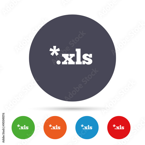 Excel file document icon. Download xls button.