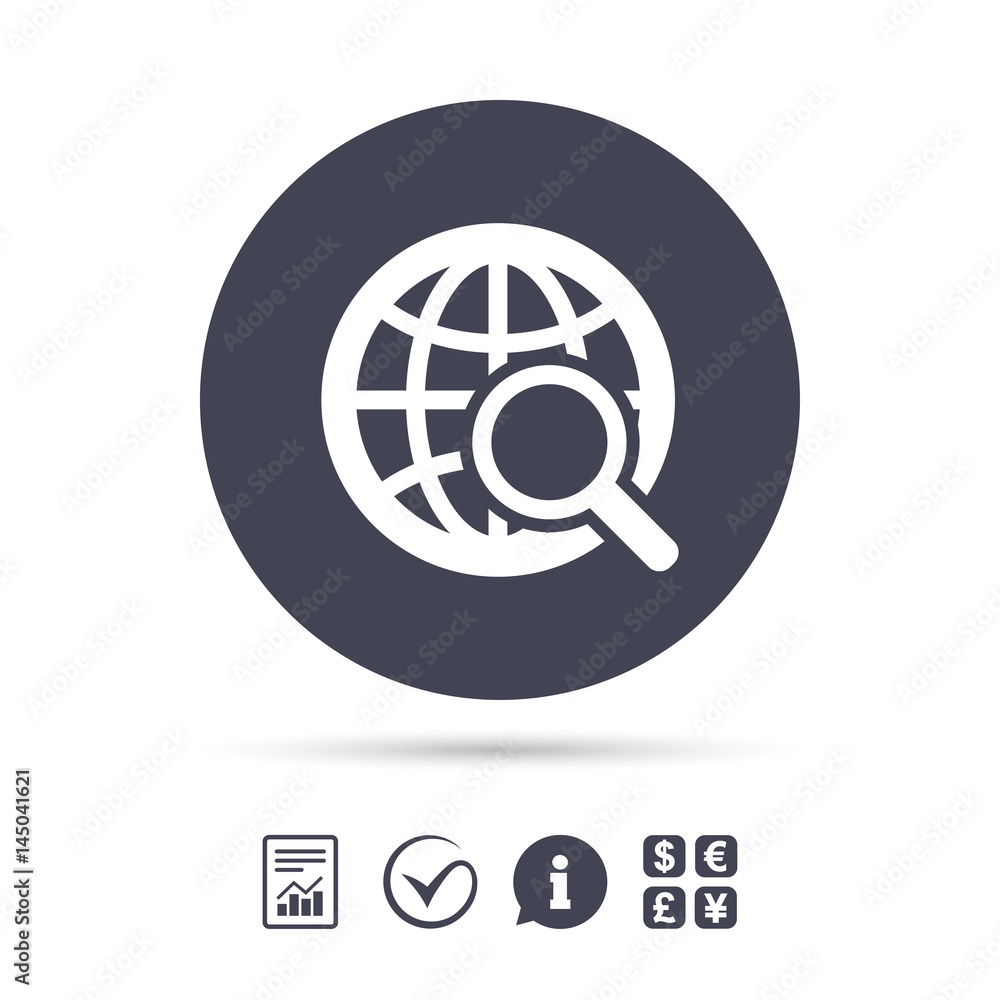 Global search sign icon. World globe symbol. Global search sign icon. World globe symbol.