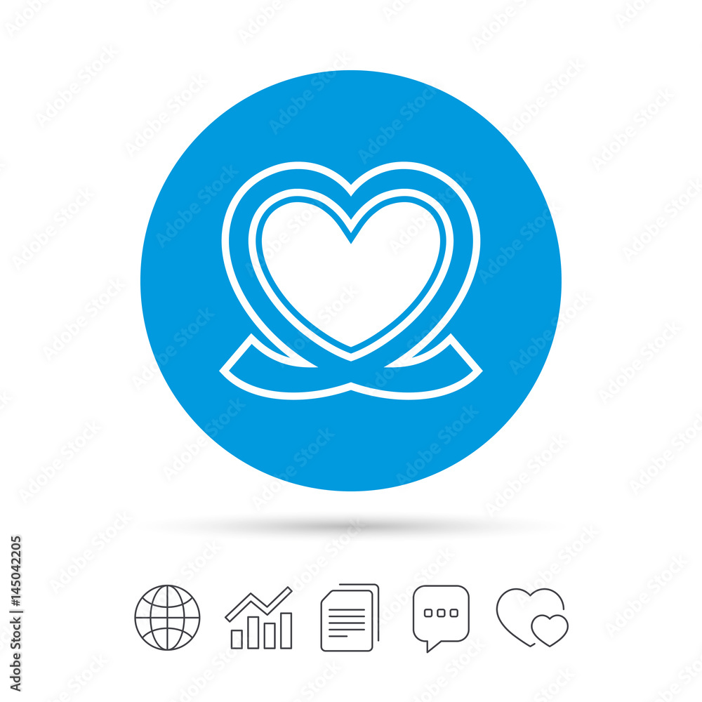 Heart ribbon sign icon. Love symbol. Heart ribbon sign icon. Love symbol.