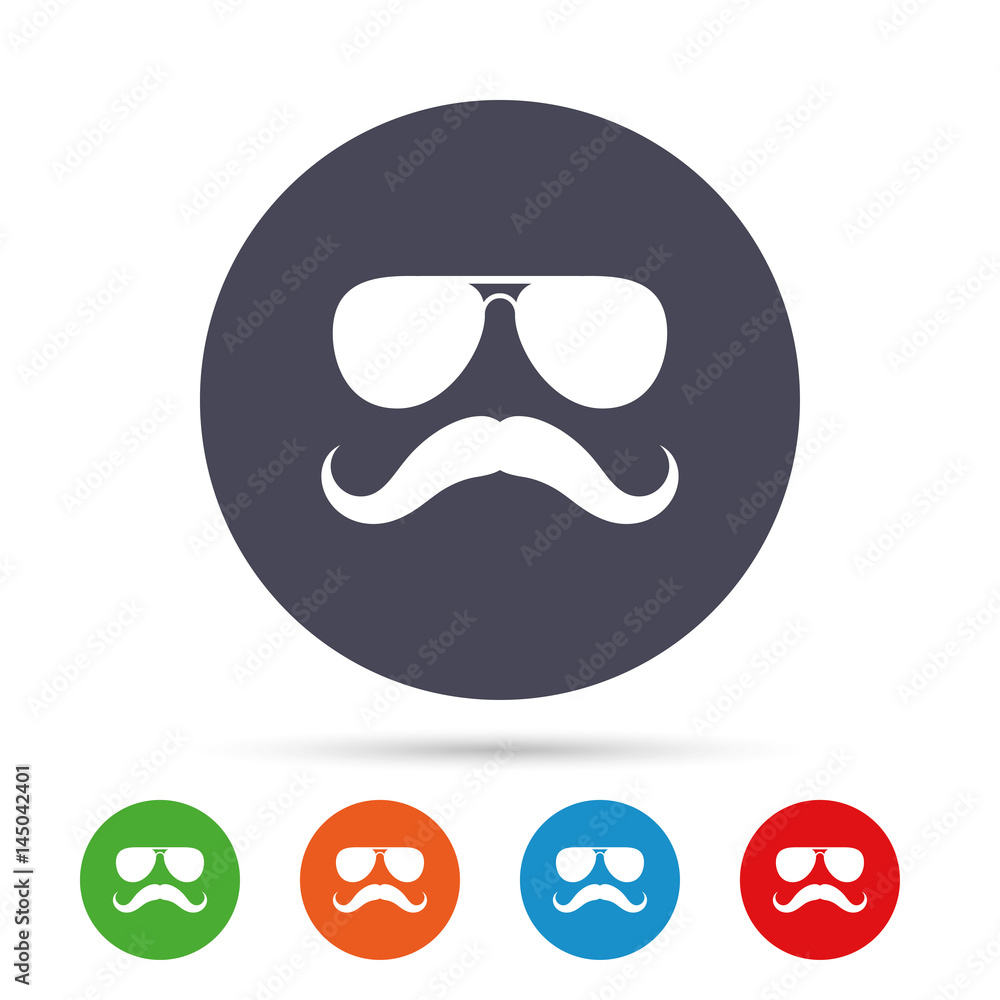 Mustache and Glasses sign icon. Hipster symbol. Mustache and Glasses sign icon. Hipster symbol.