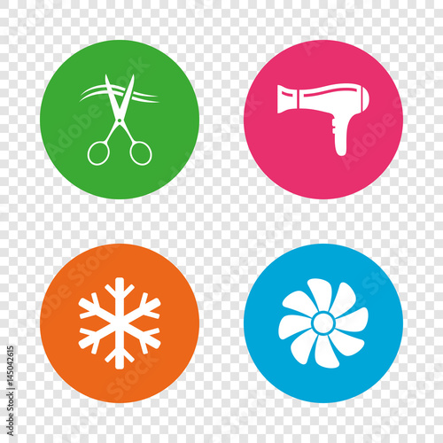 Hotel services icon. Air conditioning, Hairdryer.
