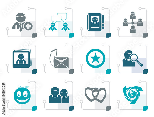 Stylized Internet Community and Social Network Icons - vector icon set
