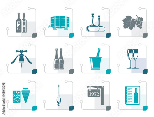 Stylized Wine and drink Icons - Vector Icon Set
