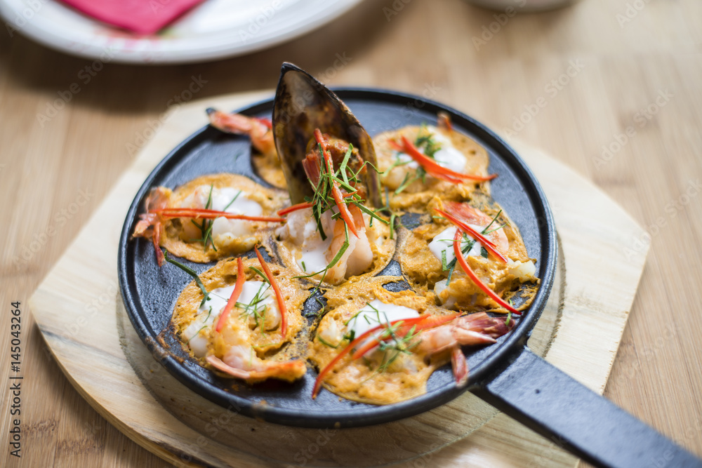 Curry fish mixed spicy and herb Ho mok Curry fish mixed spicy and herb Ho mok