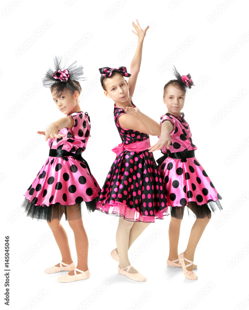 Cute little dancers on white background Cute little dancers on white background