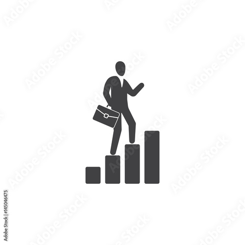 businessman walk on graph icon.