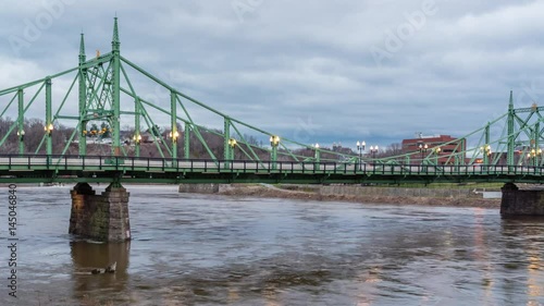 North Hampton Street Bridge, Easton Pennsylvania, Phillipsburg New Jersey Day to Night Timelapse Video photo