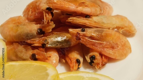 Mediterranean dish of shrimps. Dish of fresh, ecological clean products
