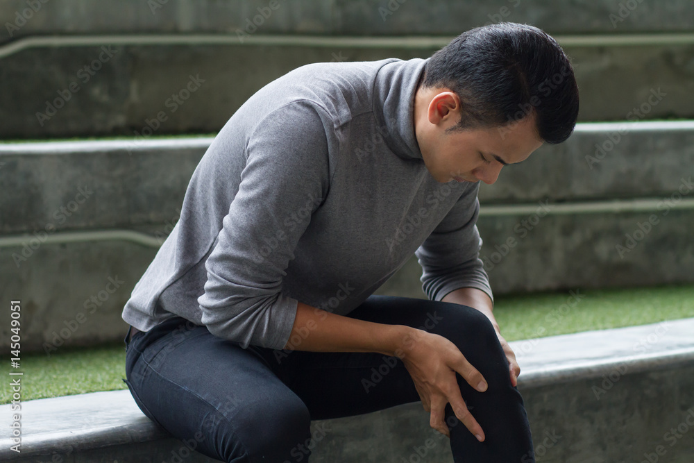 sick man suffers from knee joint pain, osteoarthritis sick man suffers from knee joint pain, osteoarthritis