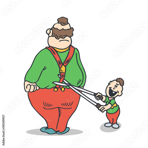 Dad and son jokes. Practical Jokes clipart concept. Illustration vector