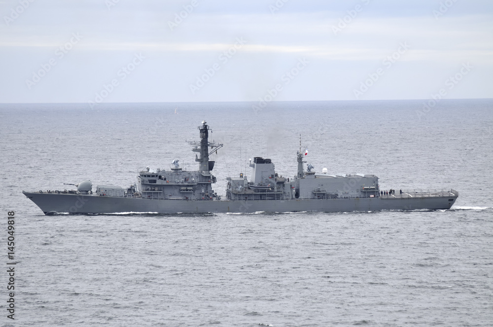 Chilean Frigate on the Sea