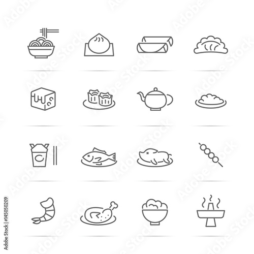 chinese food vector line icons
