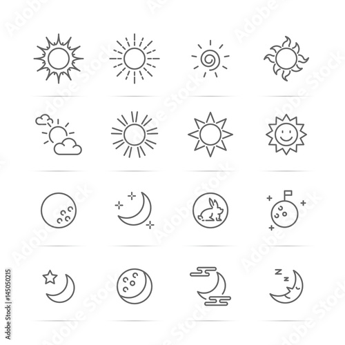 day and night vector line icons