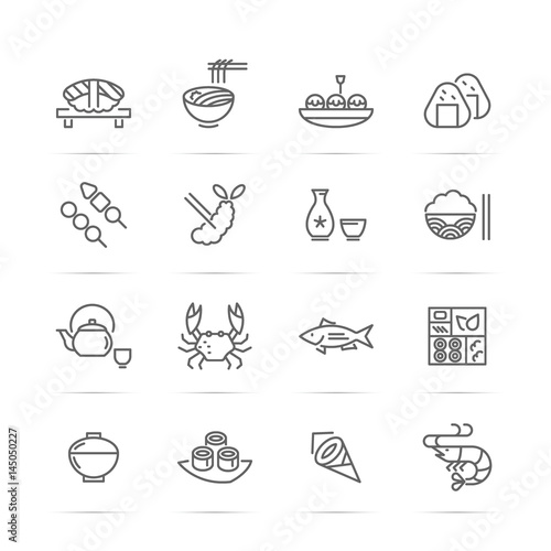 japanese food vector line icons