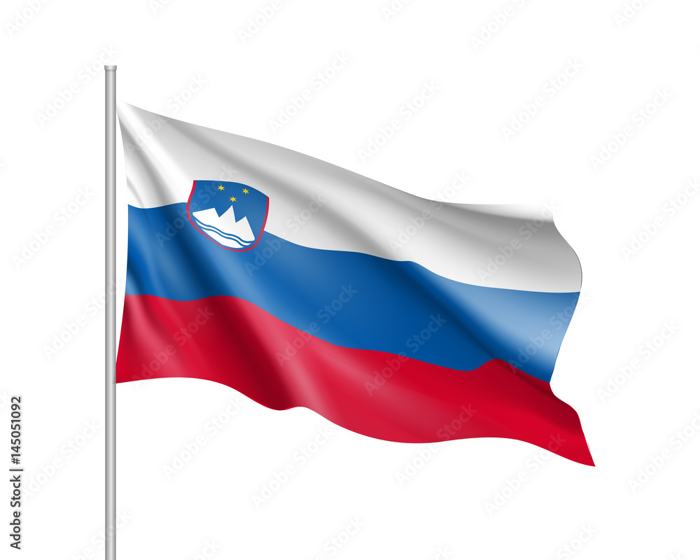 Slovenia national flag. Patriotic symbol in official country colors white, blue and red. Illustration of Sounhern European state flag. Vector icon Slovenia national flag. Patriotic symbol in official country colors white, blue and red. Illustration of Sounhern European state flag. Vector icon