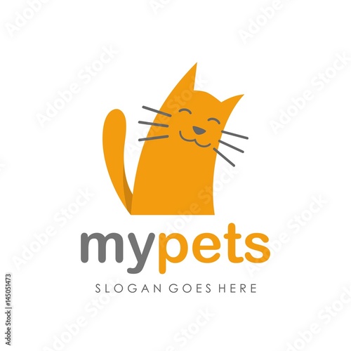 Kitty cat logo design vector
