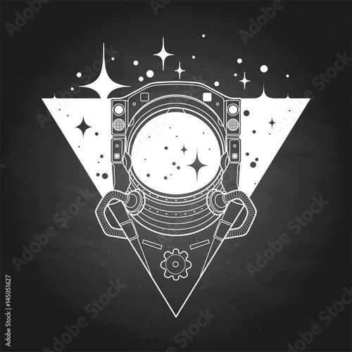 Graphic austronaut in triangle