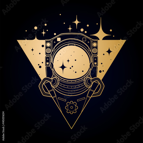 Graphic austronaut in triangle