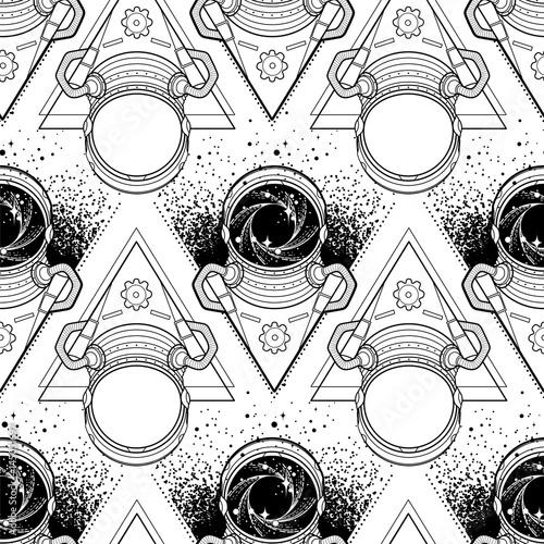 Graphic austronaut in triangle