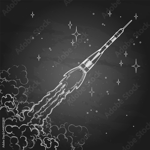 Graphic launching rocket