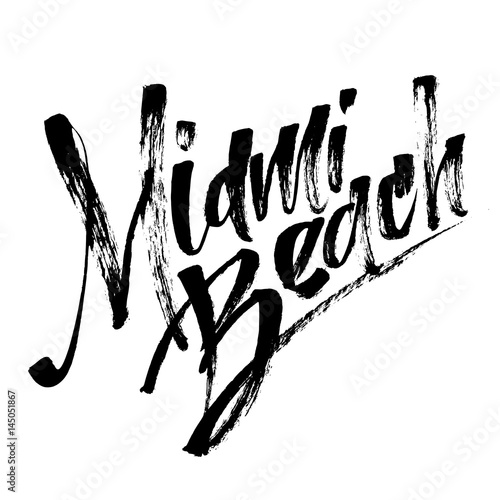 Miami Beach. Modern Calligraphy Hand Lettering for Serigraphy Print