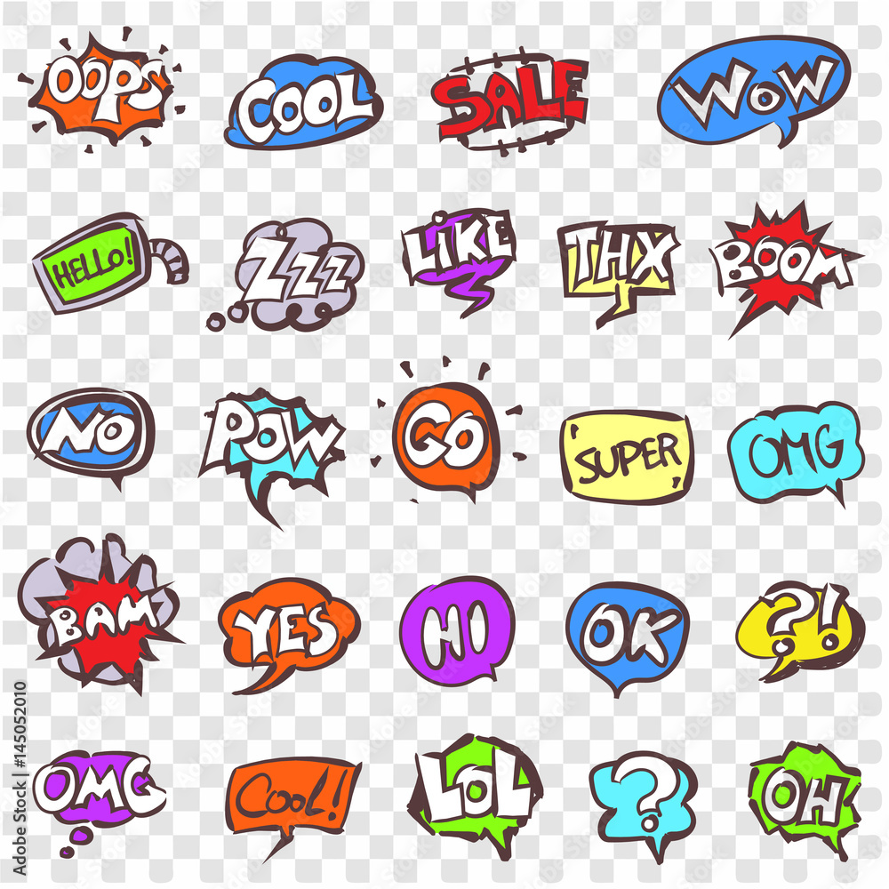 Obraz premium vector doodle speech clouds icons set
