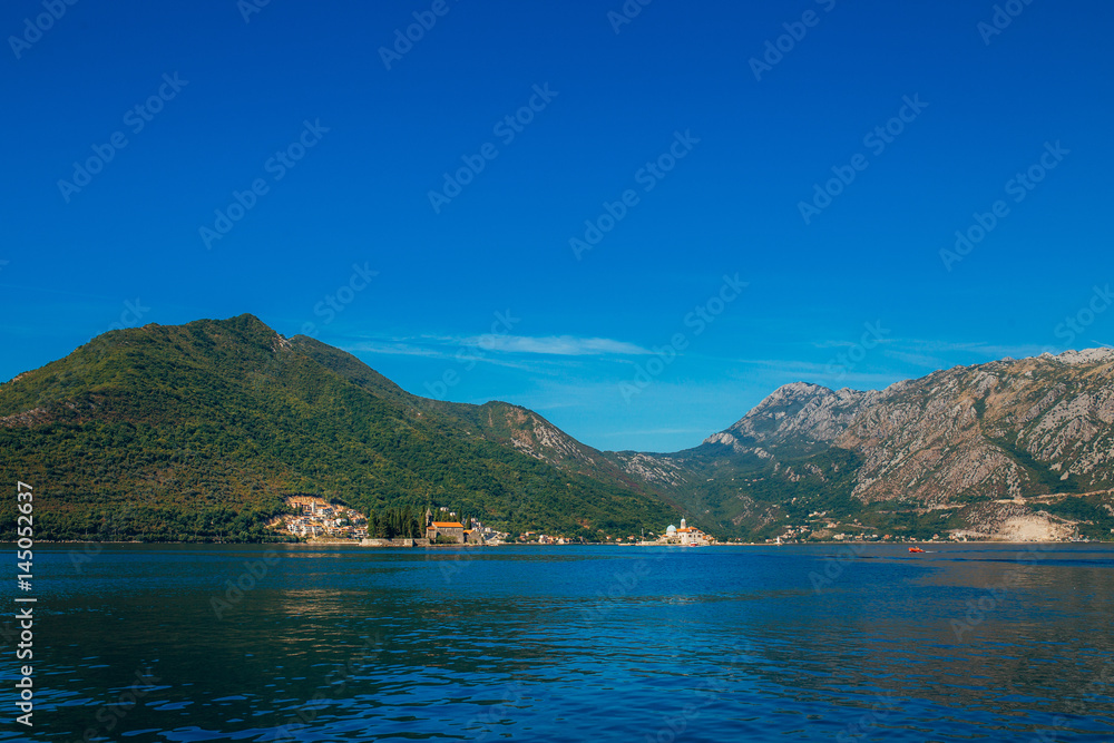 The island of Gospa od Skrpela in the Boko-Kotorsky Gulf near the town of Perast in Montenegro.
