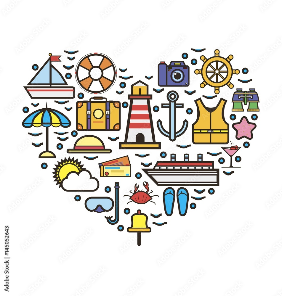 Heart made with vacation attributes