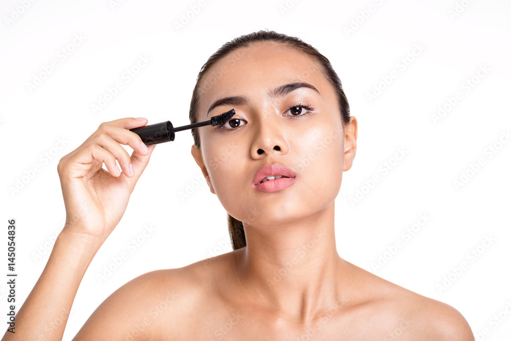 Woman with beautiful face on white background Woman with beautiful face on white background