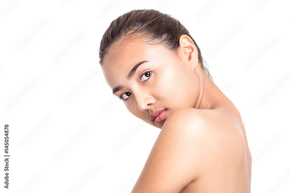 Woman with beautiful face on white background Woman with beautiful face on white background