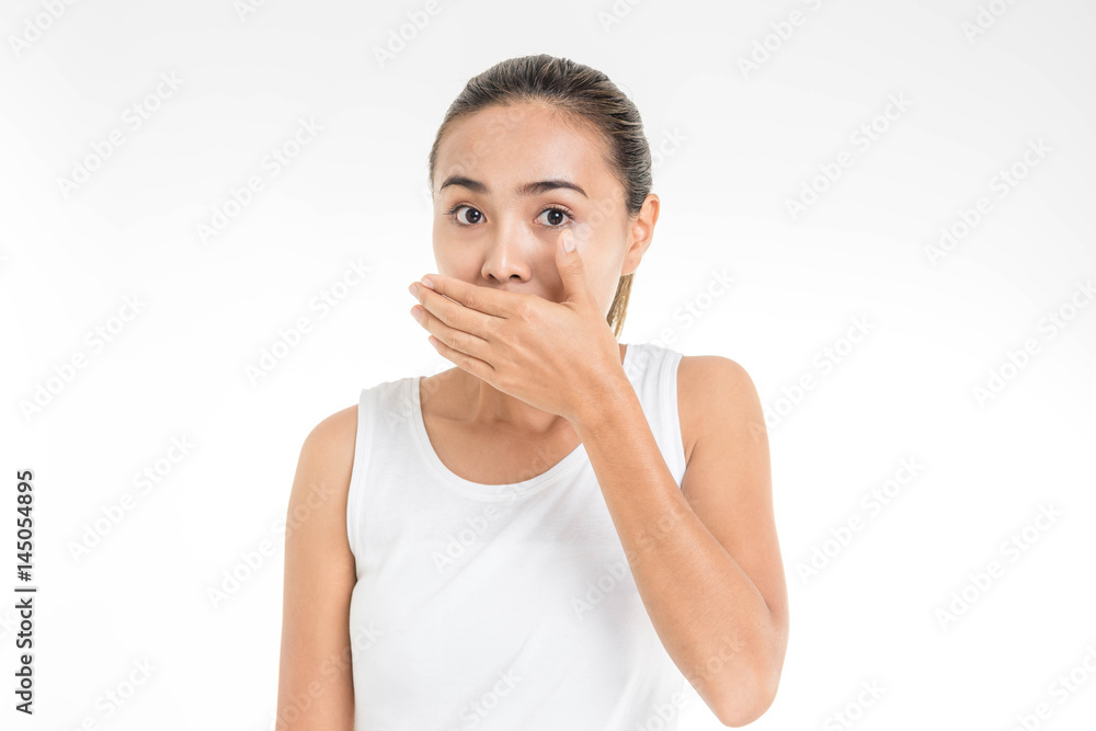 Woman with beautiful face on white background Woman with beautiful face on white background