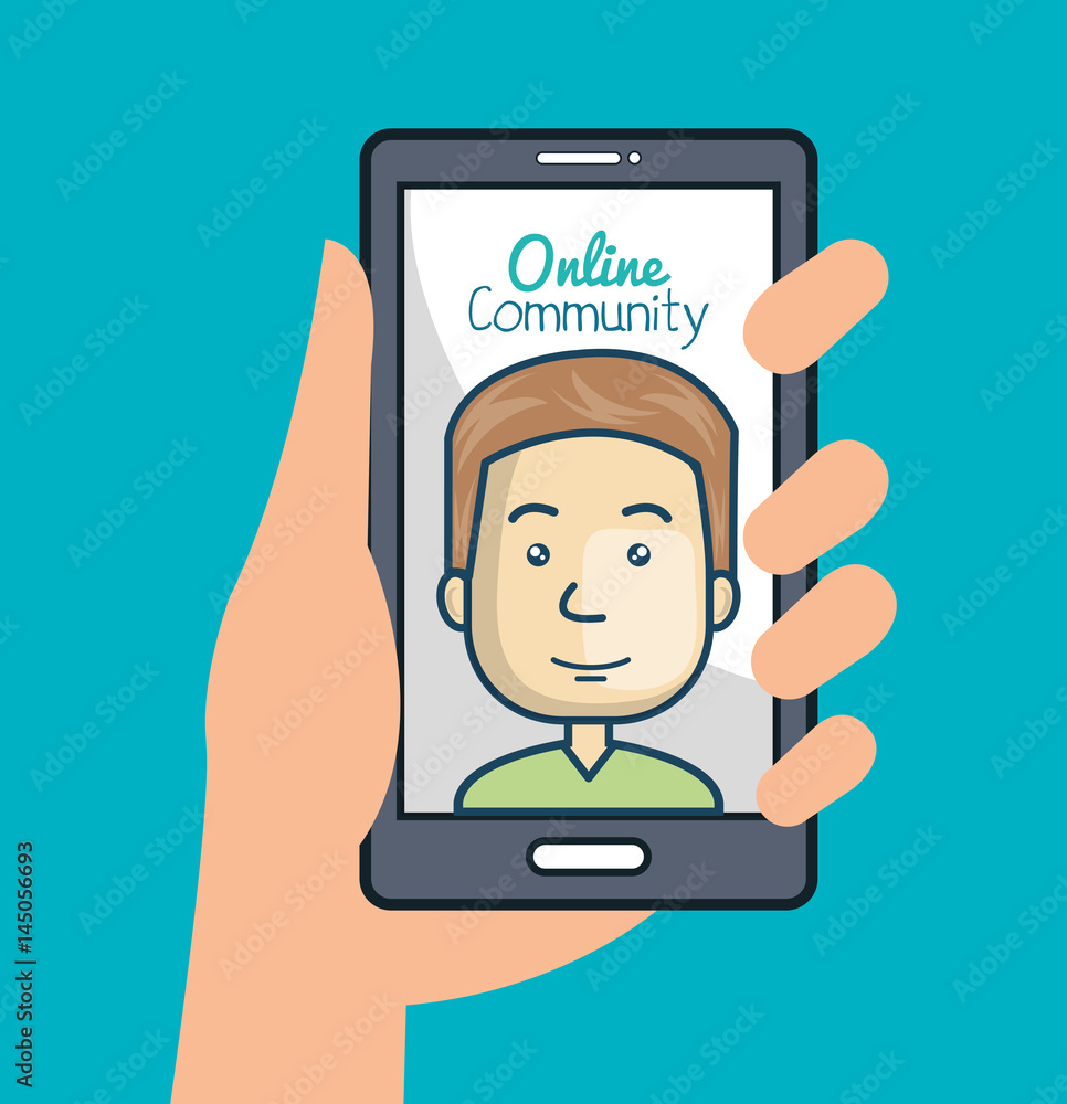 community online with hand holdign smartphone vector illustration eps 10 community online with hand holdign smartphone vector illustration eps 10