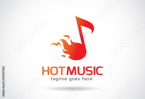 Hot Music Logo Template Design Vector, Emblem, Design Concept, Creative Symbol, Icon