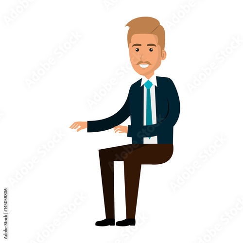 businessman doing seated pose vector illustration design