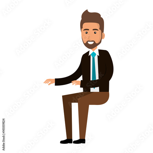 businessman doing seated pose vector illustration design