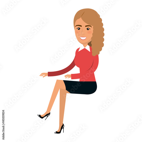 businesswoman doing seated pose vector illustration design