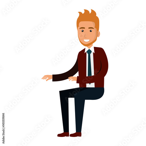 businessman doing seated pose vector illustration design