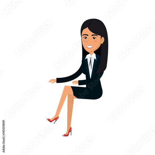 businesswoman doing seated pose vector illustration design