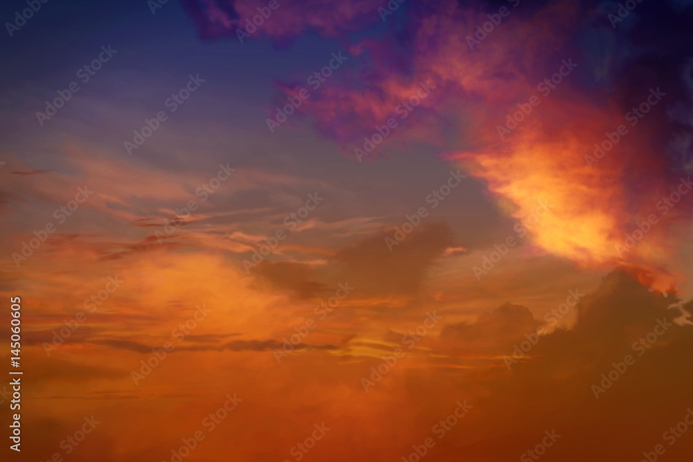 Prayer time . Decline in pink tones . Against the background of clouds. beautiful sky. Nasa . Yellow and pink clouds . 