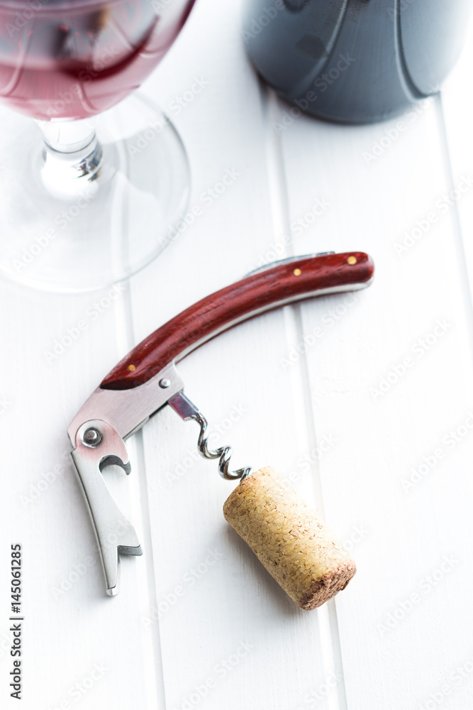 Cork and corkscrew. Cork and corkscrew.