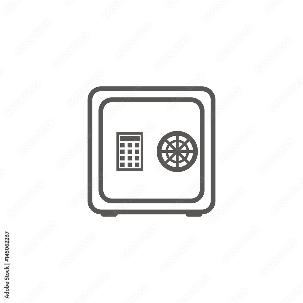 Business icon, management. Simple vector icon of a modern safe box. Line art style.
Business icon, management. Simple vector icon of a modern safe box. Line art style.